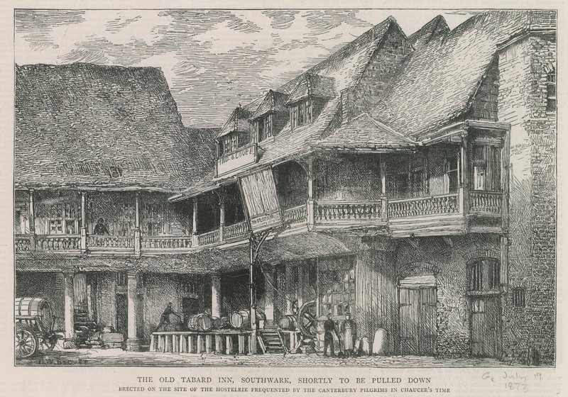 The Tabard Inn, Southwark door English School