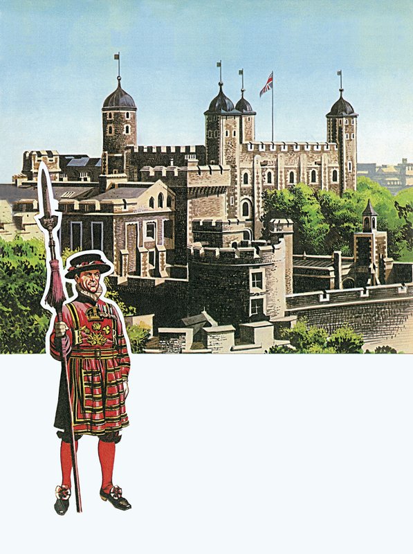 De Tower of London met Beefeater door English School