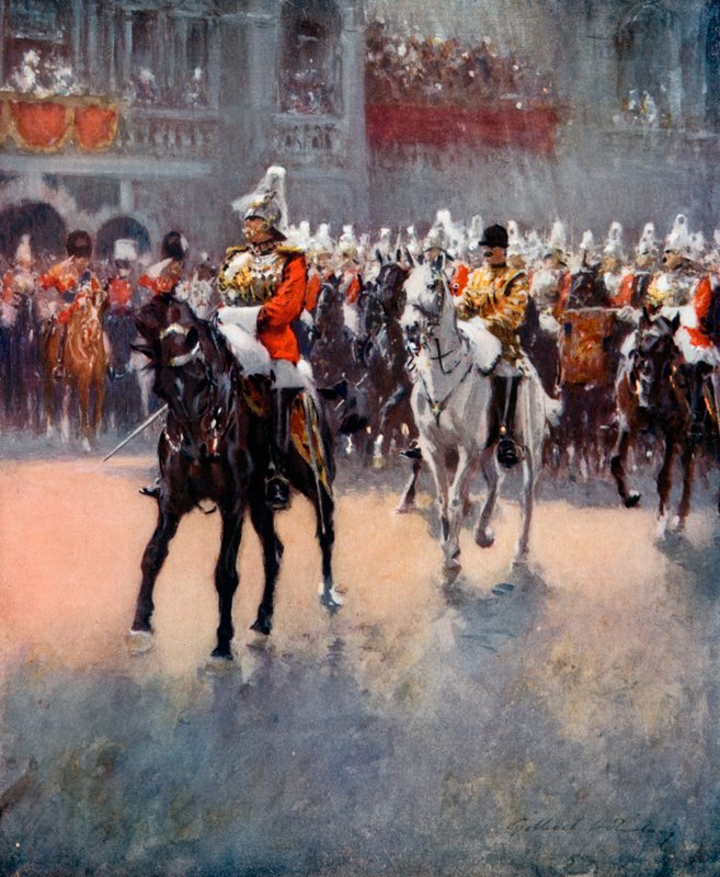 Het Trooping of the Colours door English School