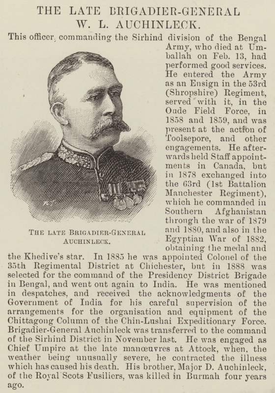 Wijlen Brigadegeneraal W L Auchinleck door English School