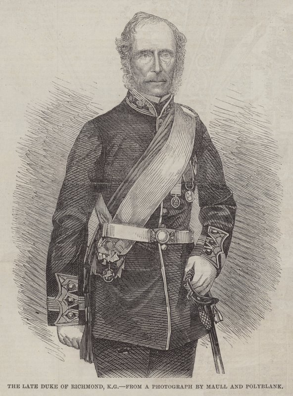 De overleden Hertog van Richmond, KG (gravure) door English School