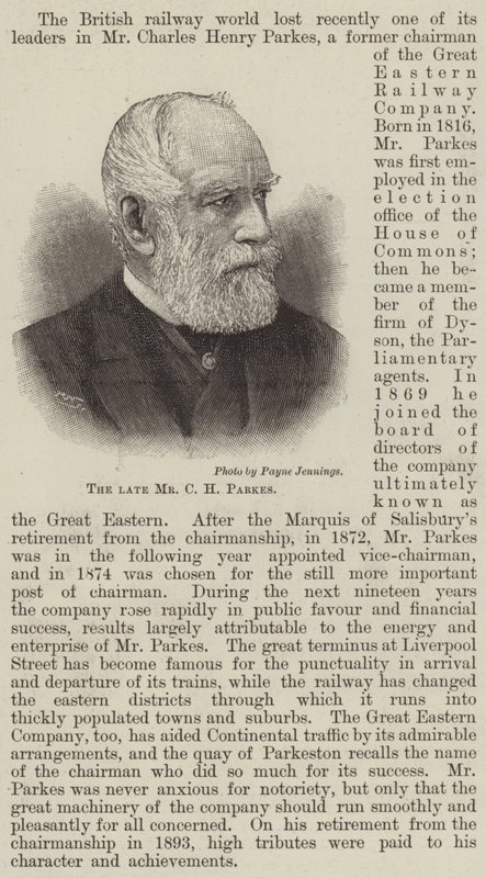 De overleden Mr C H Parkes door English School