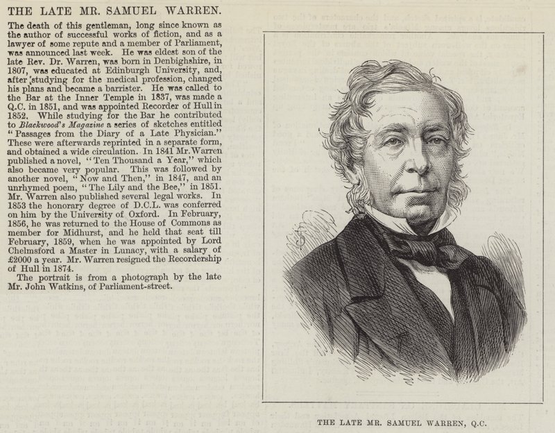 De overleden Mr Samuel Warren, QC door English School