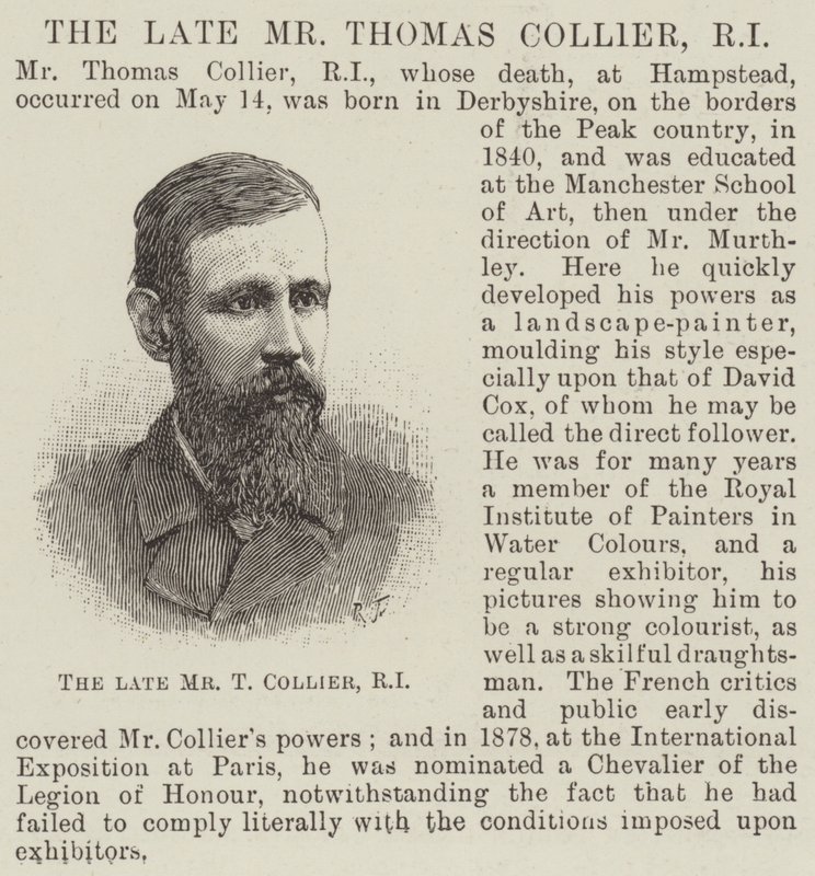 De overleden Mr Thomas Collier, RI door English School