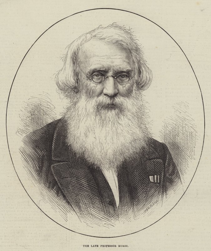 De overleden professor Morse (gravure) door English School