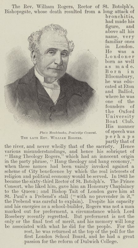 De wijlen dominee William Rogers (gravure) door English School