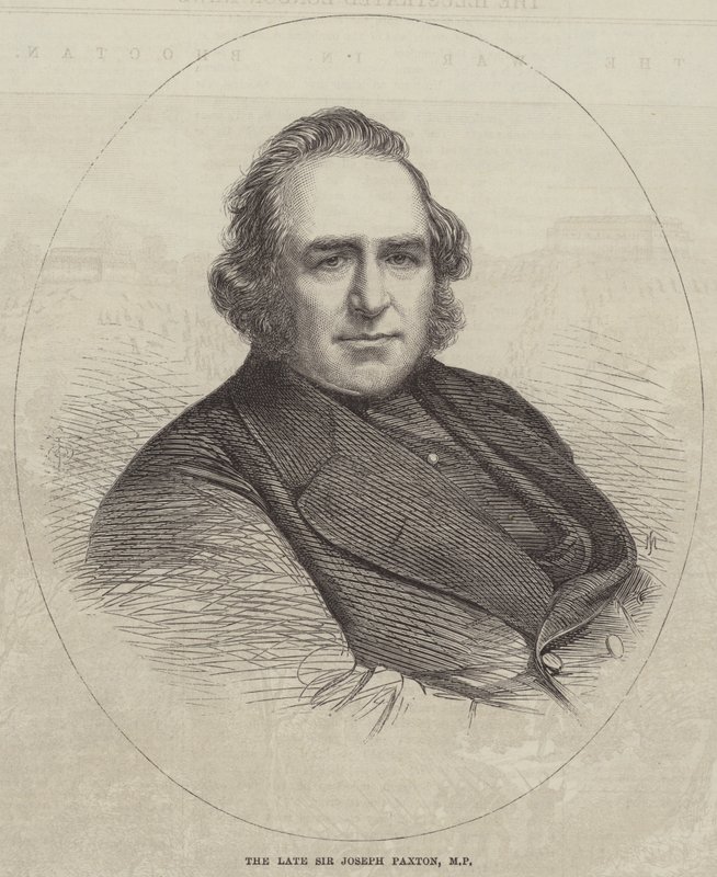 De overleden Sir Joseph Paxton, MP door English School