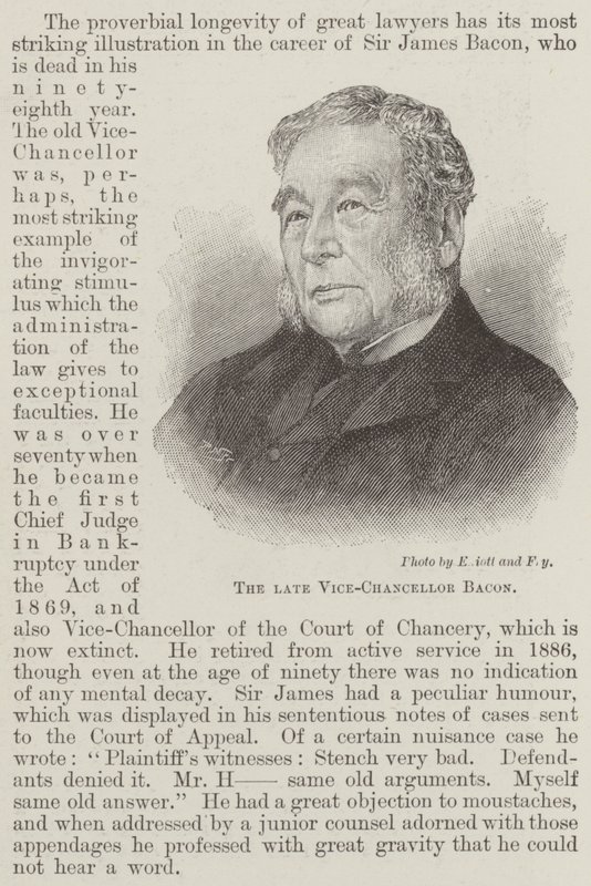 De overleden Vice-Kanselier Bacon (gravure) door English School