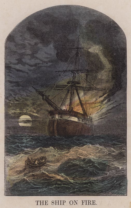 Het schip in brand door English School