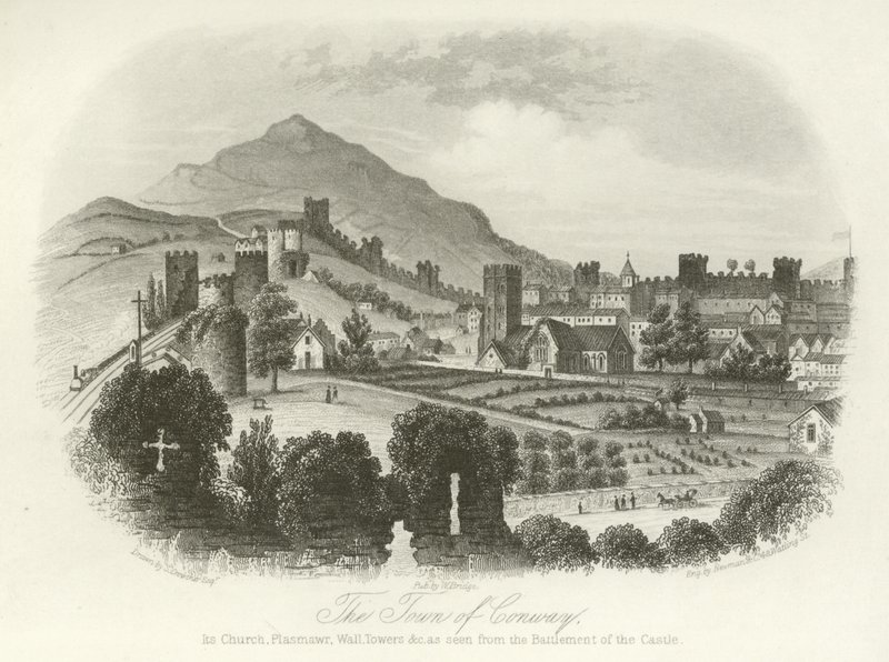 De stad Conwy, Noord-Wales door English School