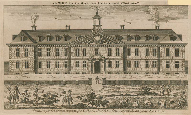 Het westelijke uitzicht van Morden College door English School