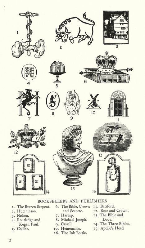 Handelstekens: Boekverkopers en Uitgevers (litho) door English School
