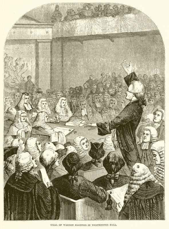 Proces van Warren Hastings in Westminster Hall door English School