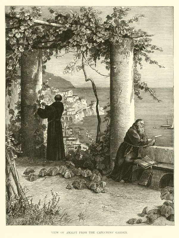 Uitzicht op Amalfi vanuit de Capucijnen Tuin door English School