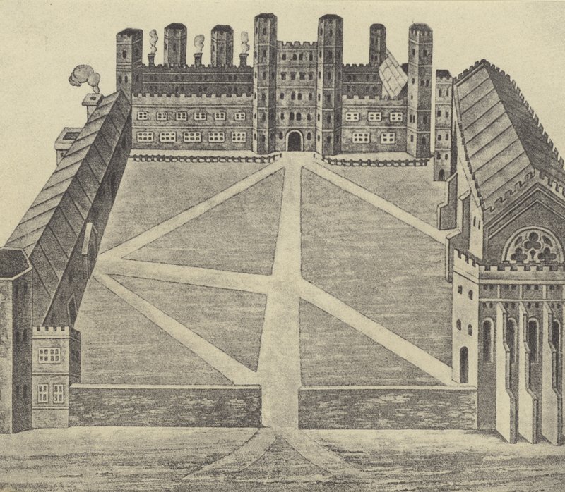 Gezicht op Eton, ca. 1622 (gravure) door English School
