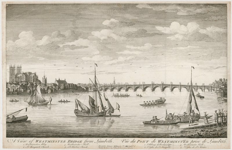 Uitzicht op Westminster Bridge, vanaf Lambeth door English School