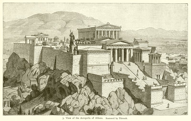 Uitzicht op de Akropolis van Athene door English School
