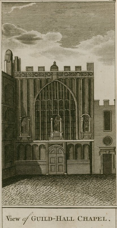 Uitzicht op de Guildhall Kapel, Londen door English School