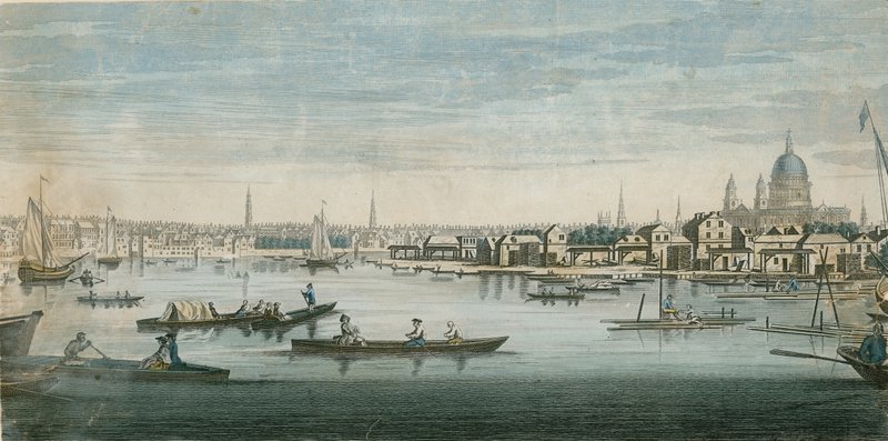 Uitzicht op de rivier de Theems, Londen door English School