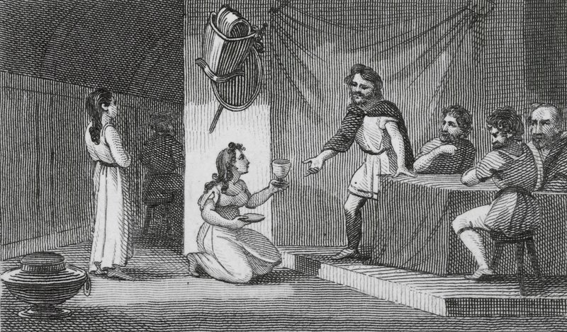 Vortigern en Rowena door English School
