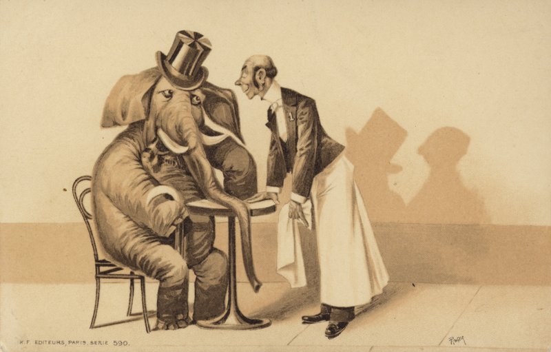 Ober bedient een olifant door English School