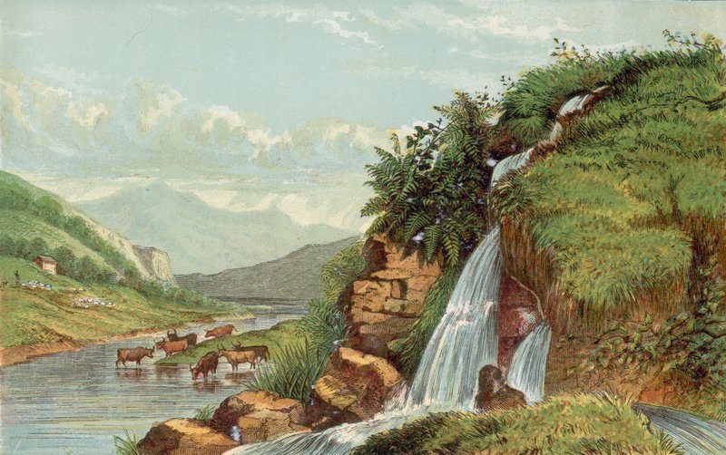 Waterval en vee door English School