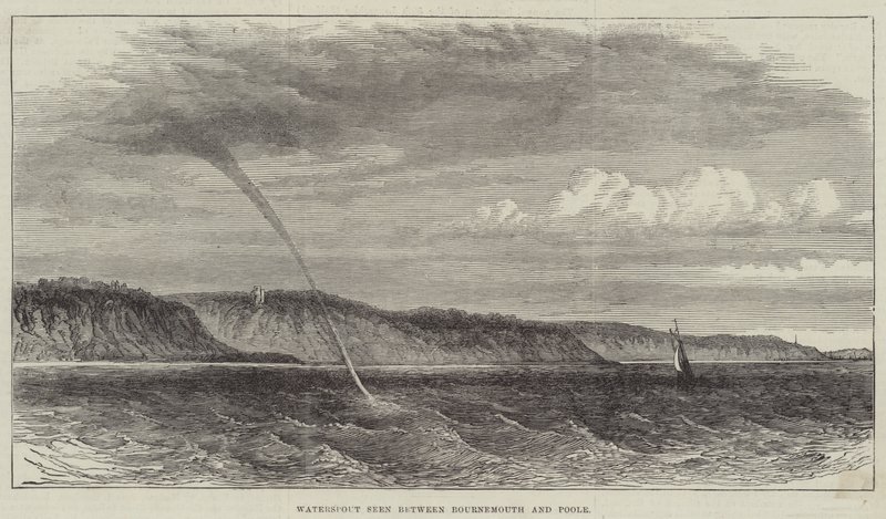 Waterhoos gezien tussen Bournemouth en Poole (gravure) door English School