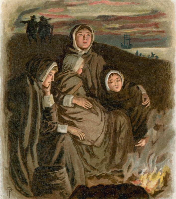 Vrouwen van de Pilgrim Fathers door English School