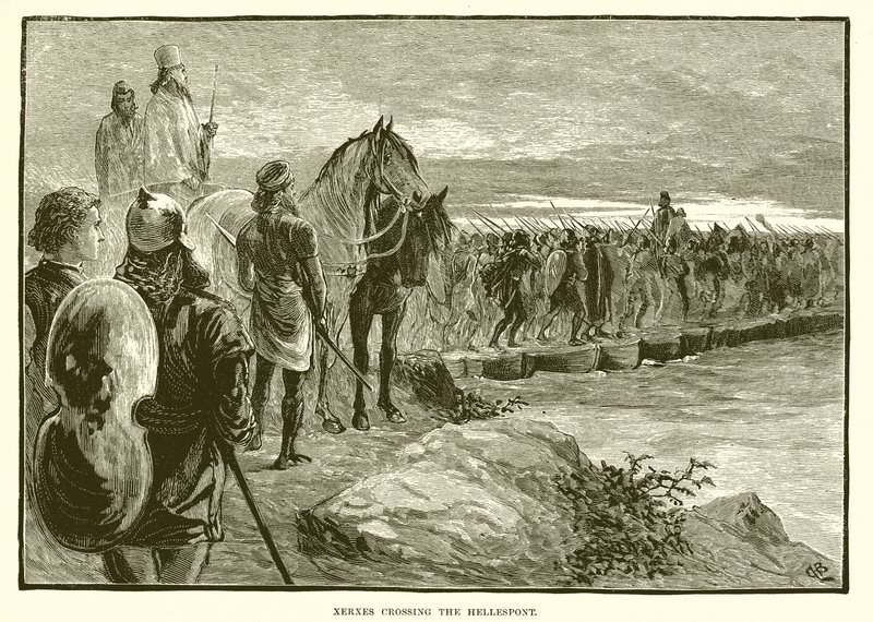 Xerxes steekt de Hellespont over door English School