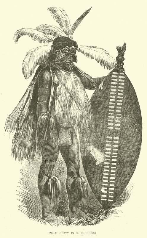 Zulu-opperhoofd in vol ornaat door English School