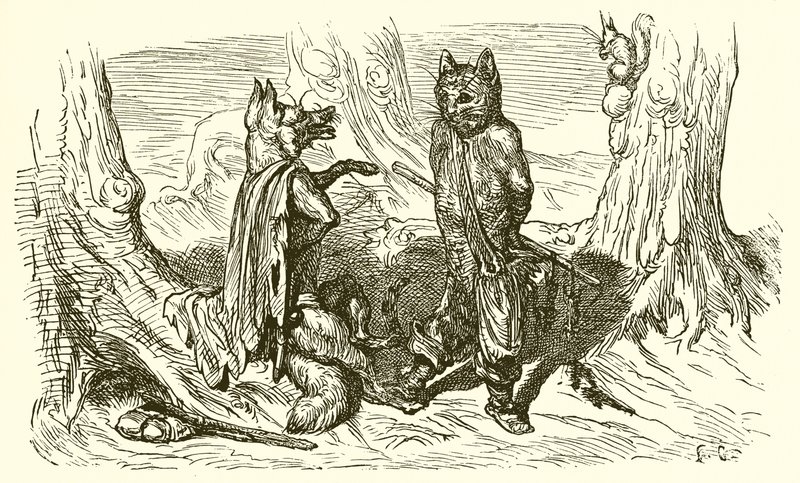 De kat en de vos door Ernest Henry Griset
