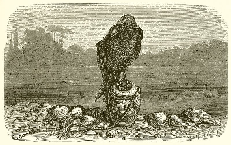 De kraai en de kruik door Ernest Henry Griset
