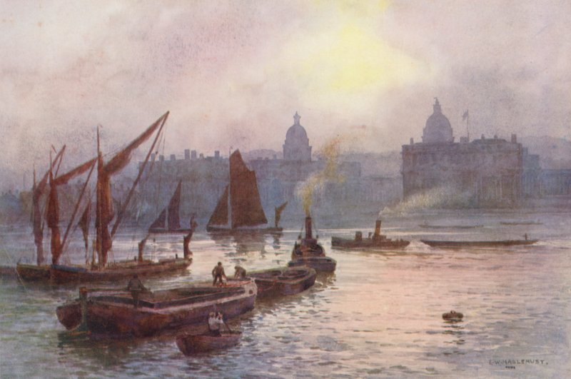 Rivier de Theems: Greenwich door Ernest William Haslehust