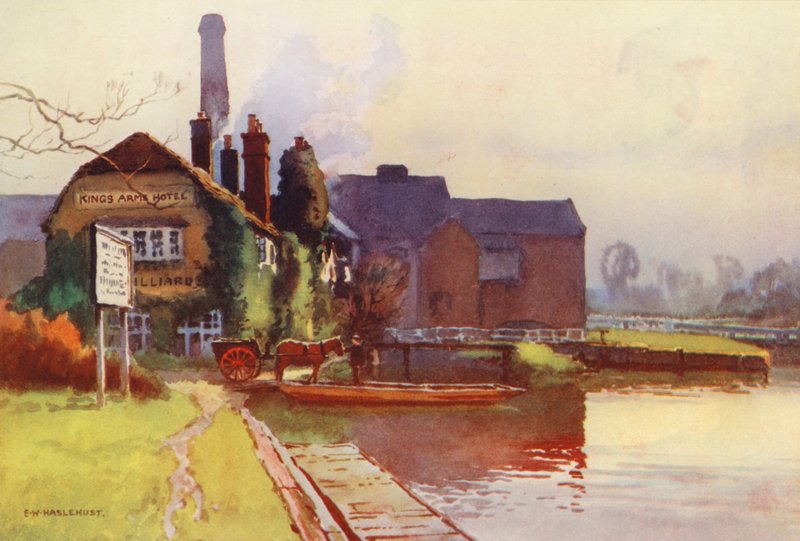 Rivier de Theems: Sandford (kleur litho) door Ernest William Haslehust