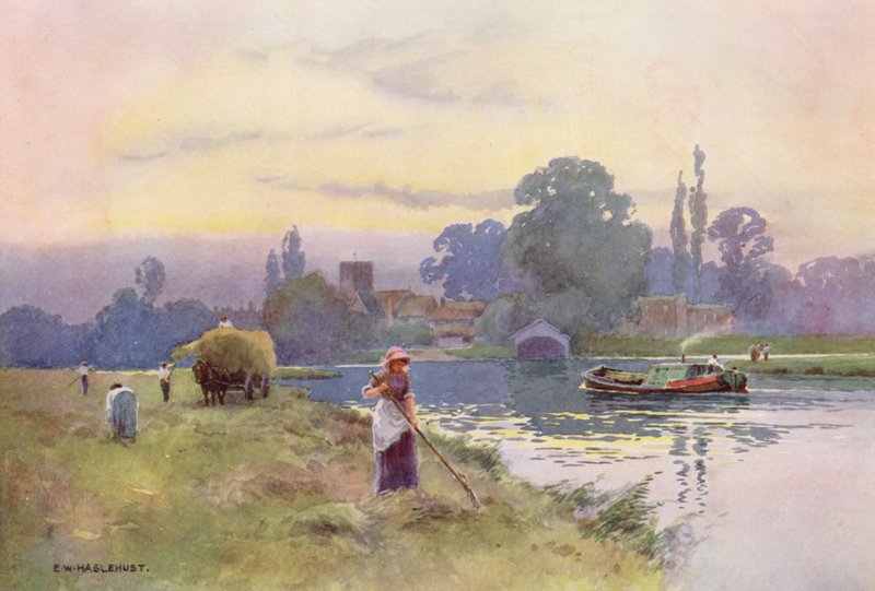Rivier de Theems: Shepperton door Ernest William Haslehust