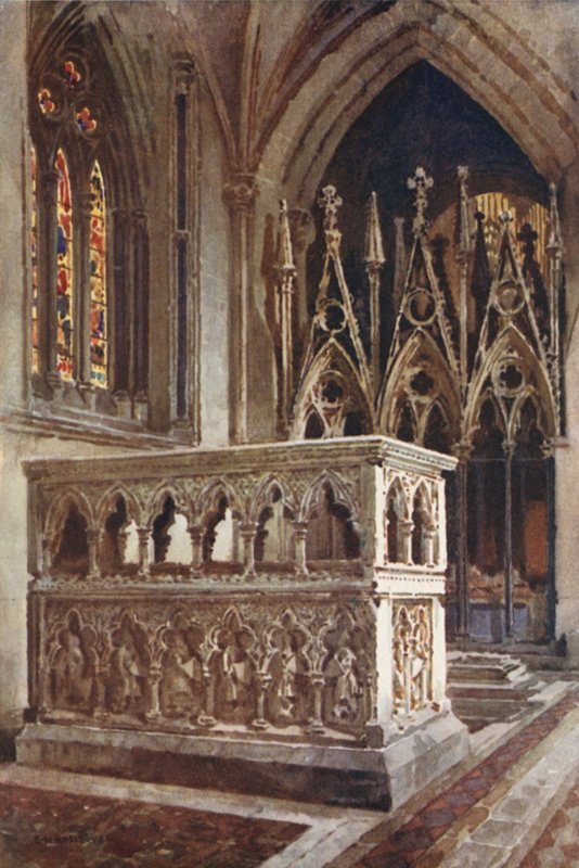 Het Cantilupe Heiligdom (kleur litho) door Ernest William Haslehust