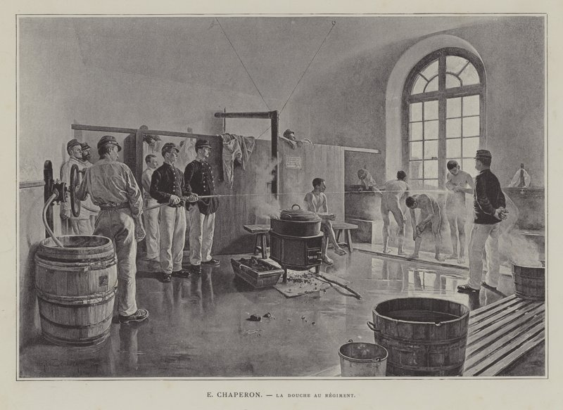 De Douche bij het Regiment door Eugene Chaperon