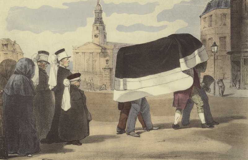 Begrafenis van het volk door Eugene Louis after Lami