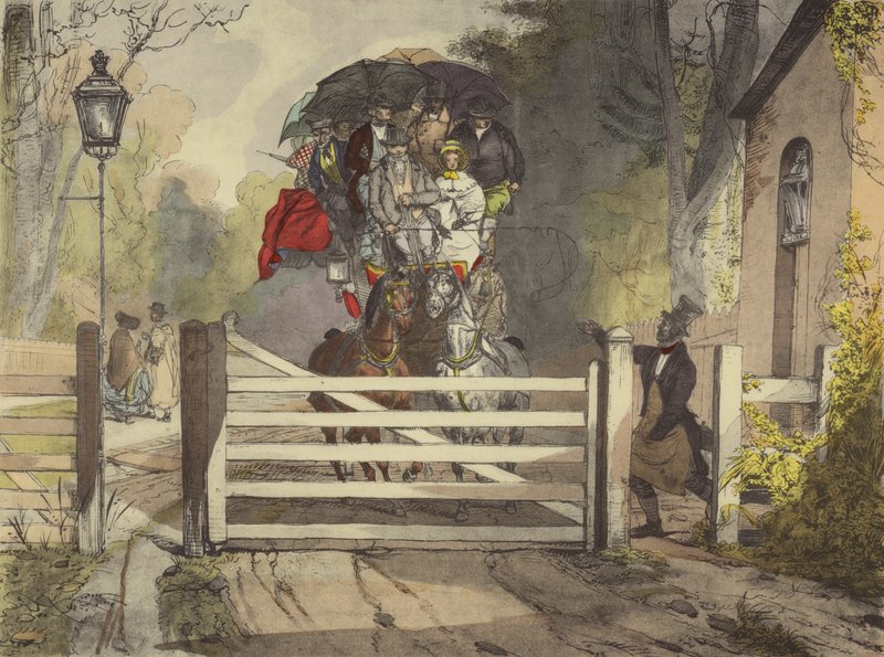 Een barrière door Eugene Louis after Lami