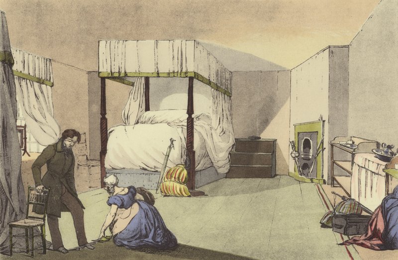 Een herbergkamer door Eugene Louis after Lami