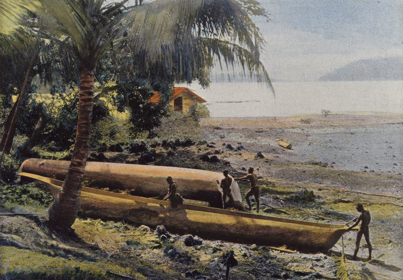 Andaman-eilanden, bouw van een pirogue door European Photographer
