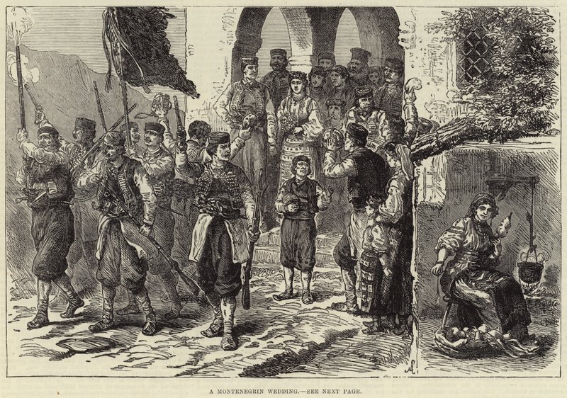 Een Montenegrijnse bruiloft (gravure) door European School