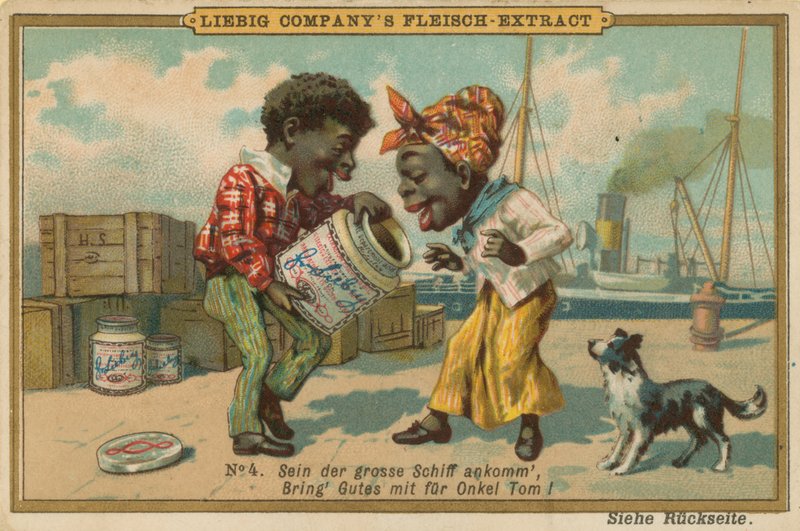 Cartoon Afrikanen Proeven Leibig Vleesextract door European School