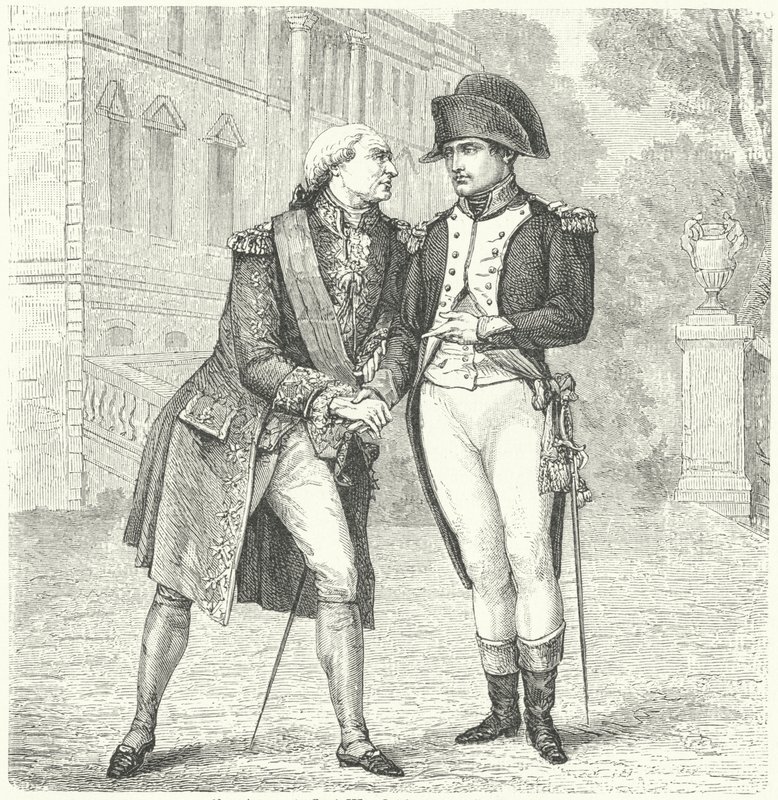 Karel IV van Spanje met Napoleon (gravure) door European School