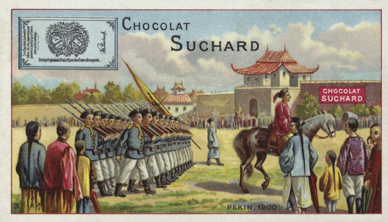Chinese troepen marcheren, Peking, 1900 door European School