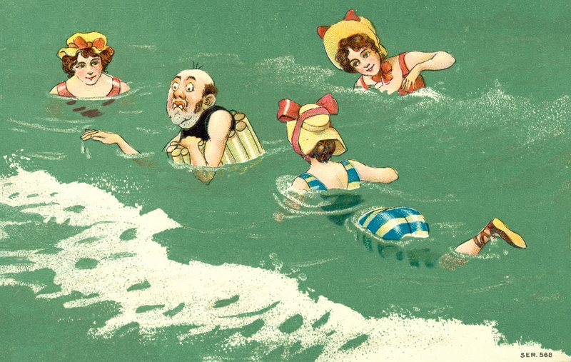 Komische zee baden scène door European School
