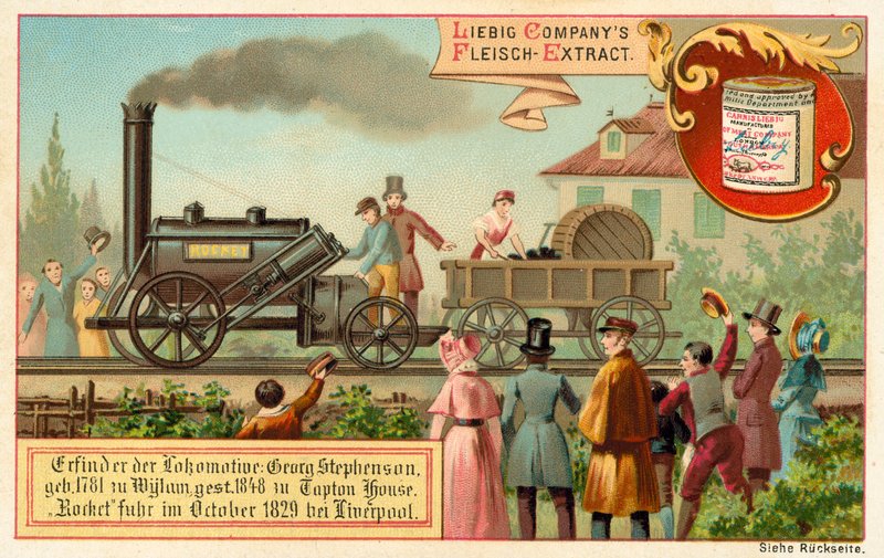 Stoomlocomotief Rocket van George Stephenson, Liverpool door European School