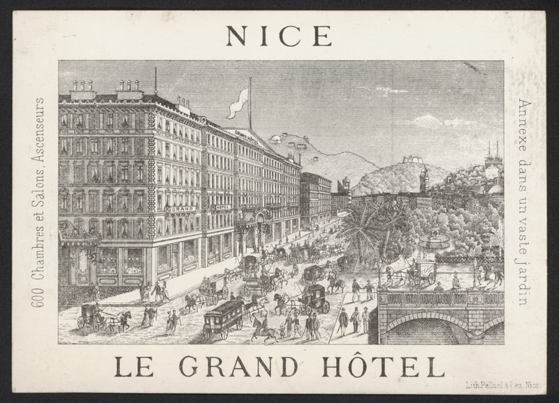 Hotelhandelskaart (gravure) door European School