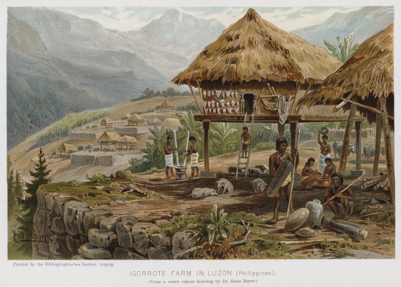 Igorrote Boerderij in Luzon, Filipijnen (chromolitho) door European School