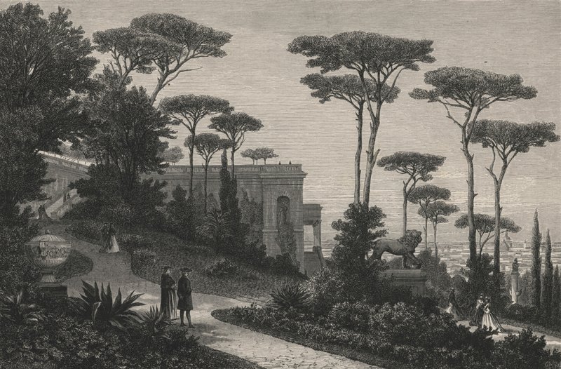 Le Monte-Pincio in Rome (gravure) door European School
